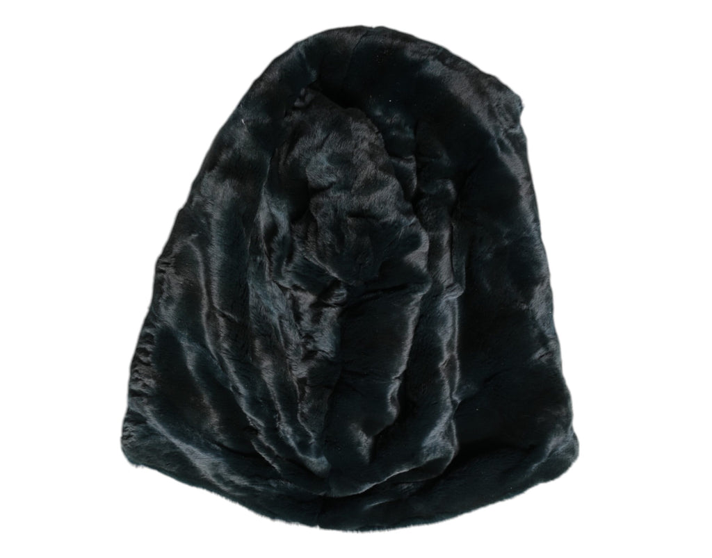 Black Weasel Fur Womens Beanie Hat
