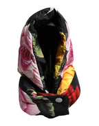 Black Floral Print Whole Head Wrap Hat
