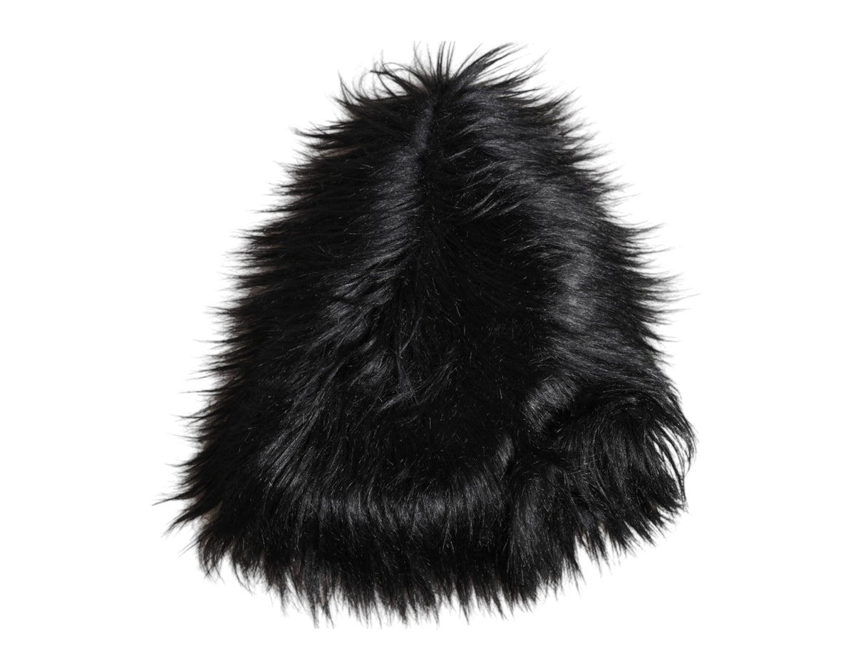Black Acrylic Fur Womens Bucket Hat