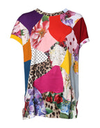 Multicolor Patchwork Short Sleeve Blouse Top