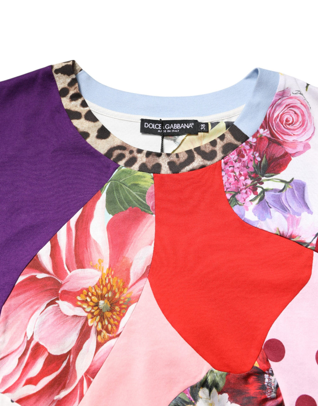 Multicolor Patchwork Short Sleeve Blouse Top