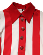 White Red Stripes Long Sleeves Mini Dress