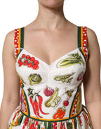 White Vegetables Sleeveless A-line Dress