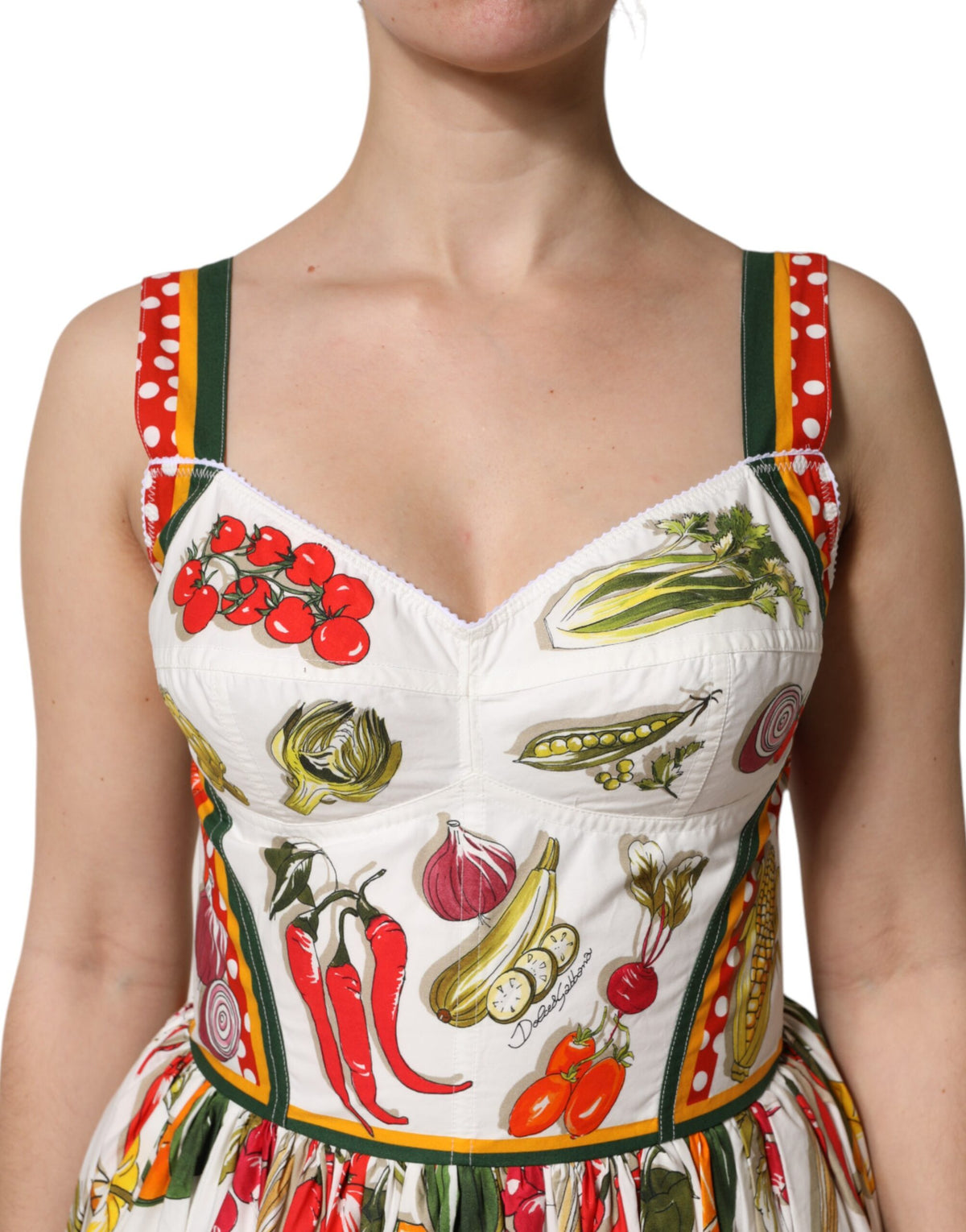 White Vegetables Sleeveless A-line Dress