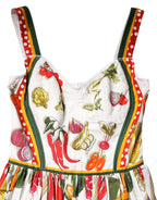 White Vegetables Sleeveless A-line Dress