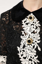 Black Floral Lace Embellished Mini Dress