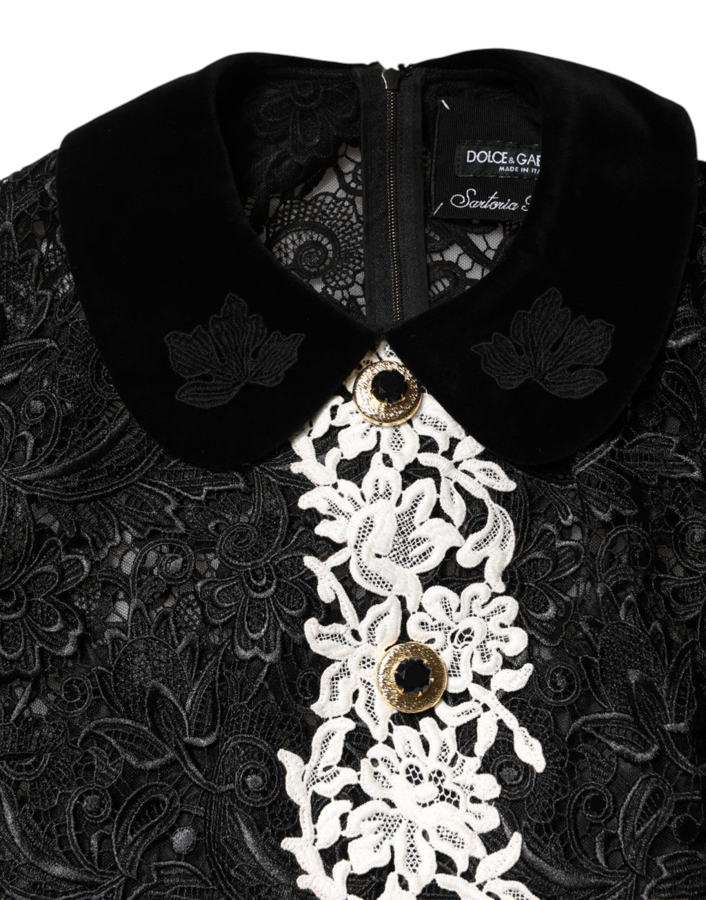 Black Floral Lace Embellished Mini Dress