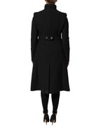 Black Wool Single Breasted Trench Coat Jacket