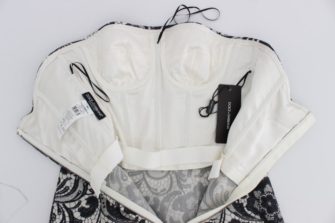 White Floral Lace Silk Corset Maxi Dress