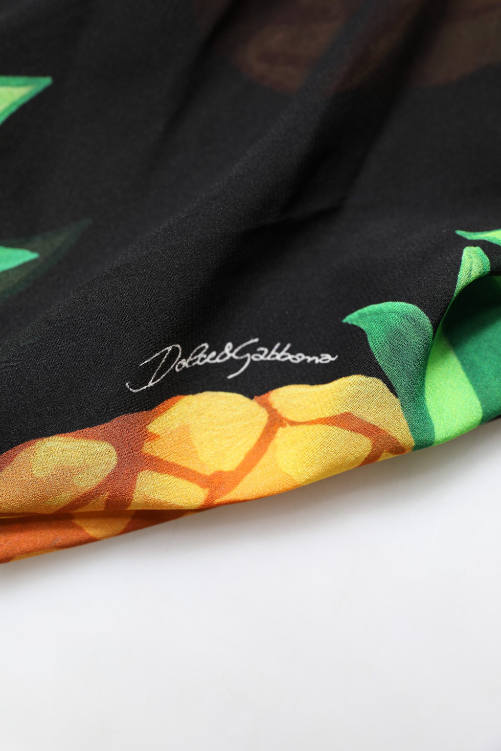 Black Pineapple Print Silk Wrap Mini Dress