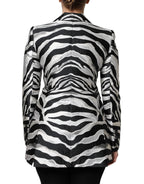 Black Silver Polyester Women Blazer Jacket