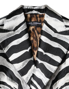 Black Silver Polyester Women Blazer Jacket