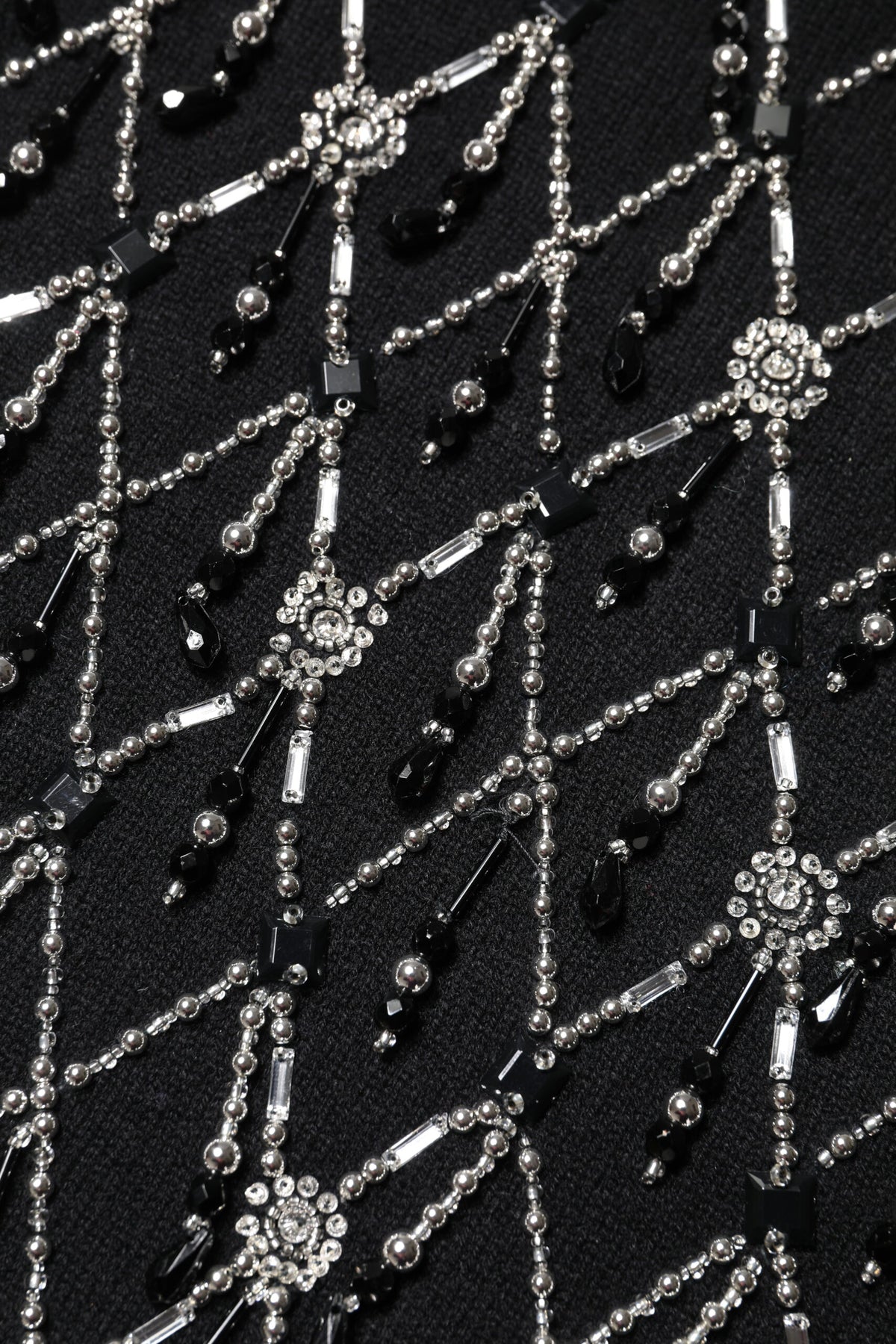 Black Cashmere Embellished Long Sleeves Top