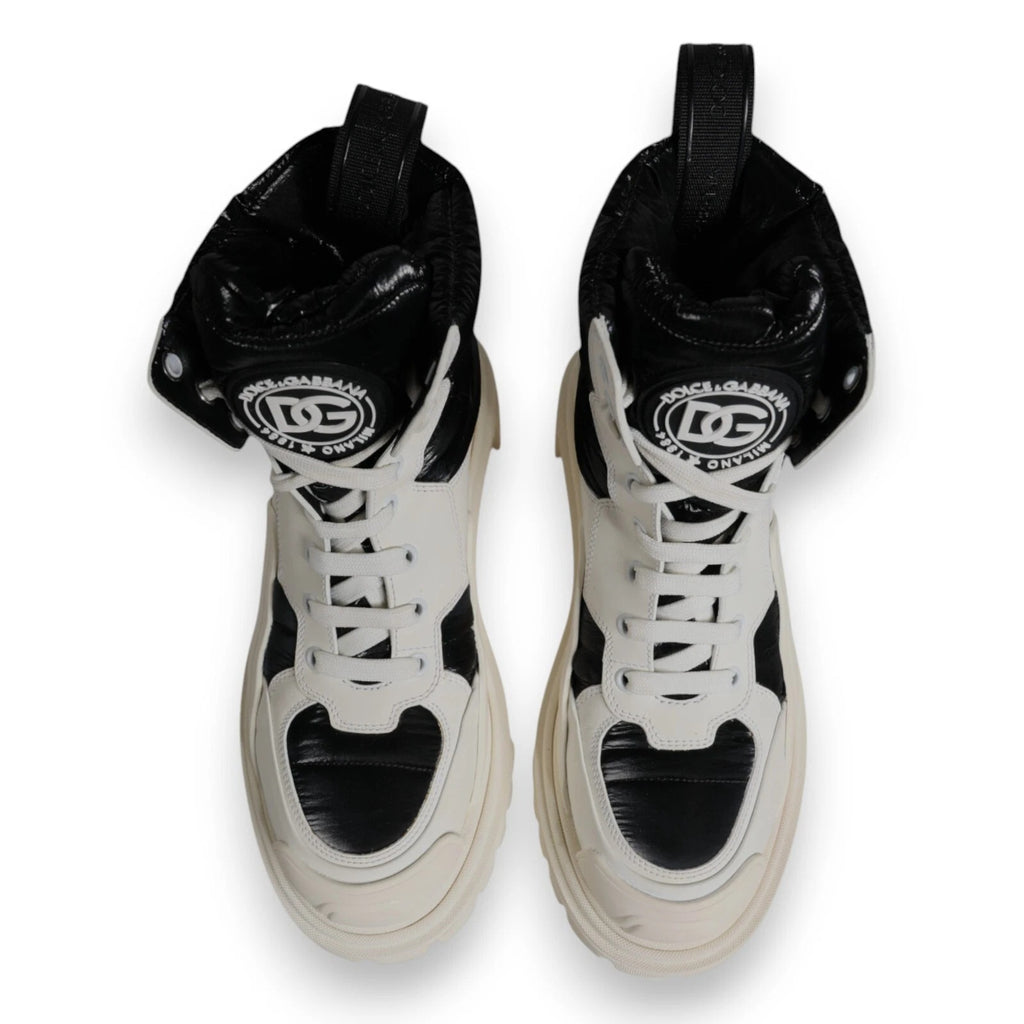 White Padded Mid Calf Lace Up Boots Shoes