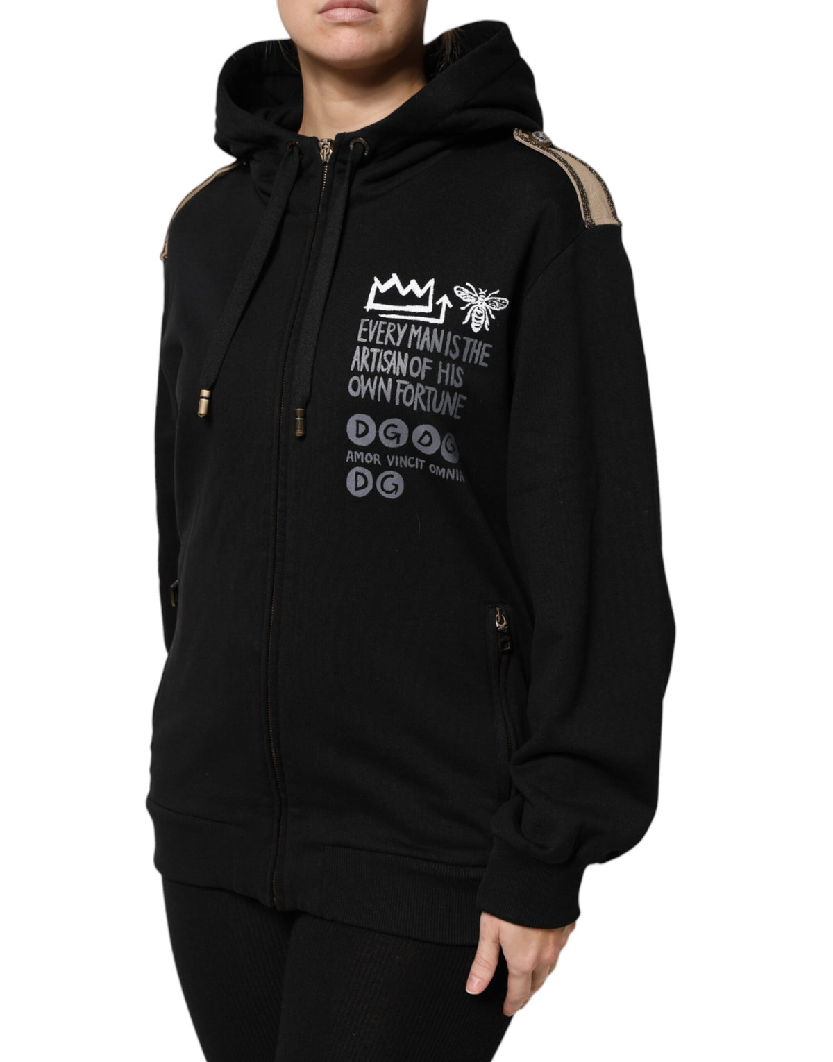 Black Logo Hooded Full Zip Sweatshirt Jacket