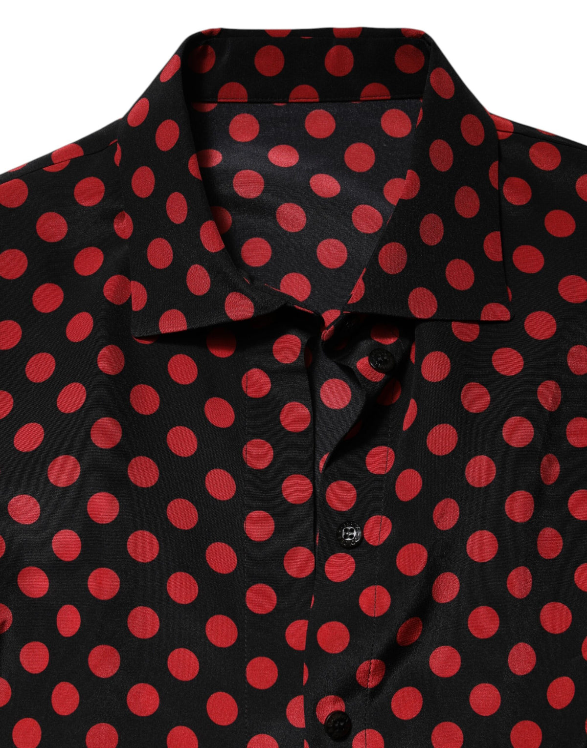 Black Red Polka Dot Silk Long Sleeves Top