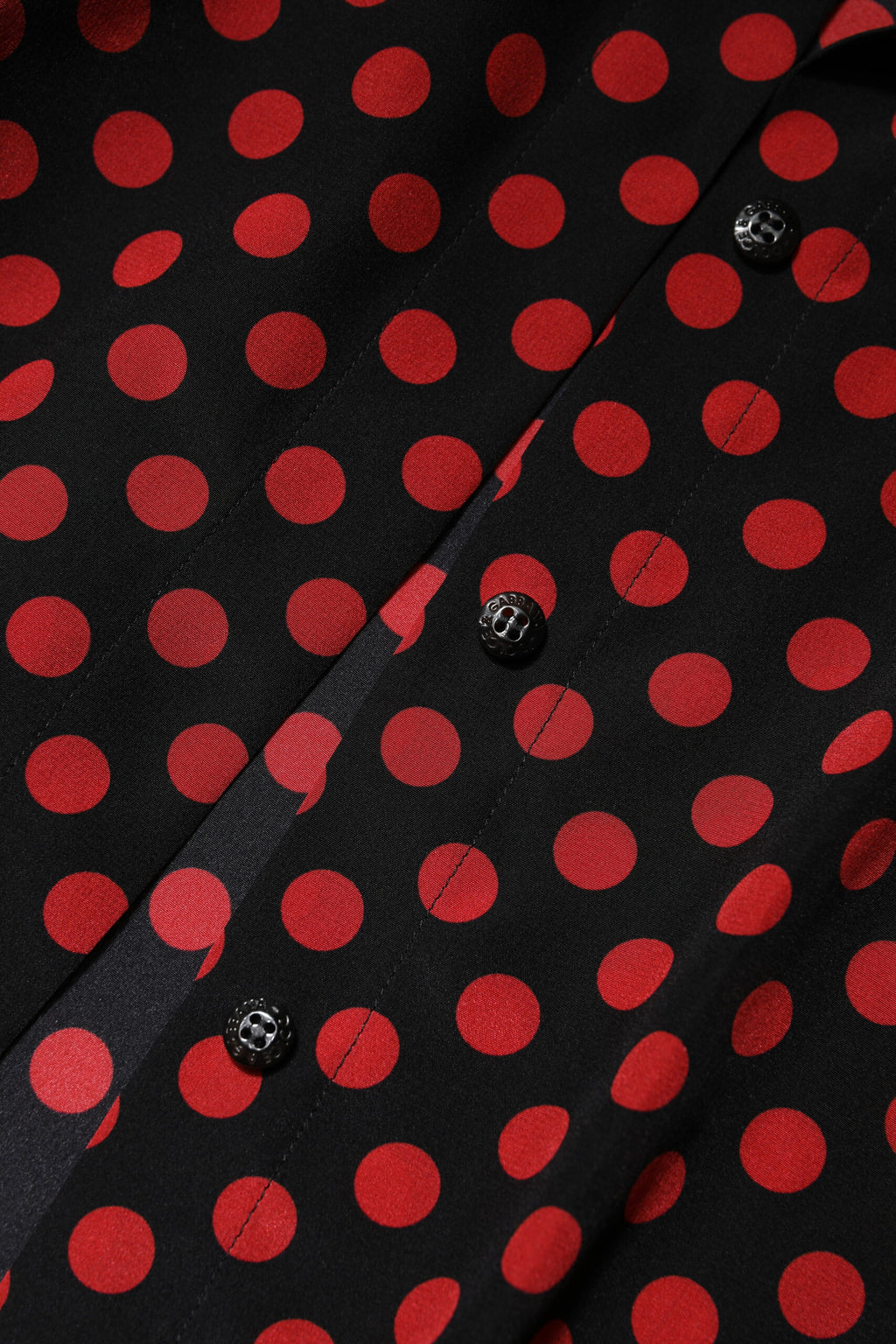 Black Red Polka Dot Silk Long Sleeves Top