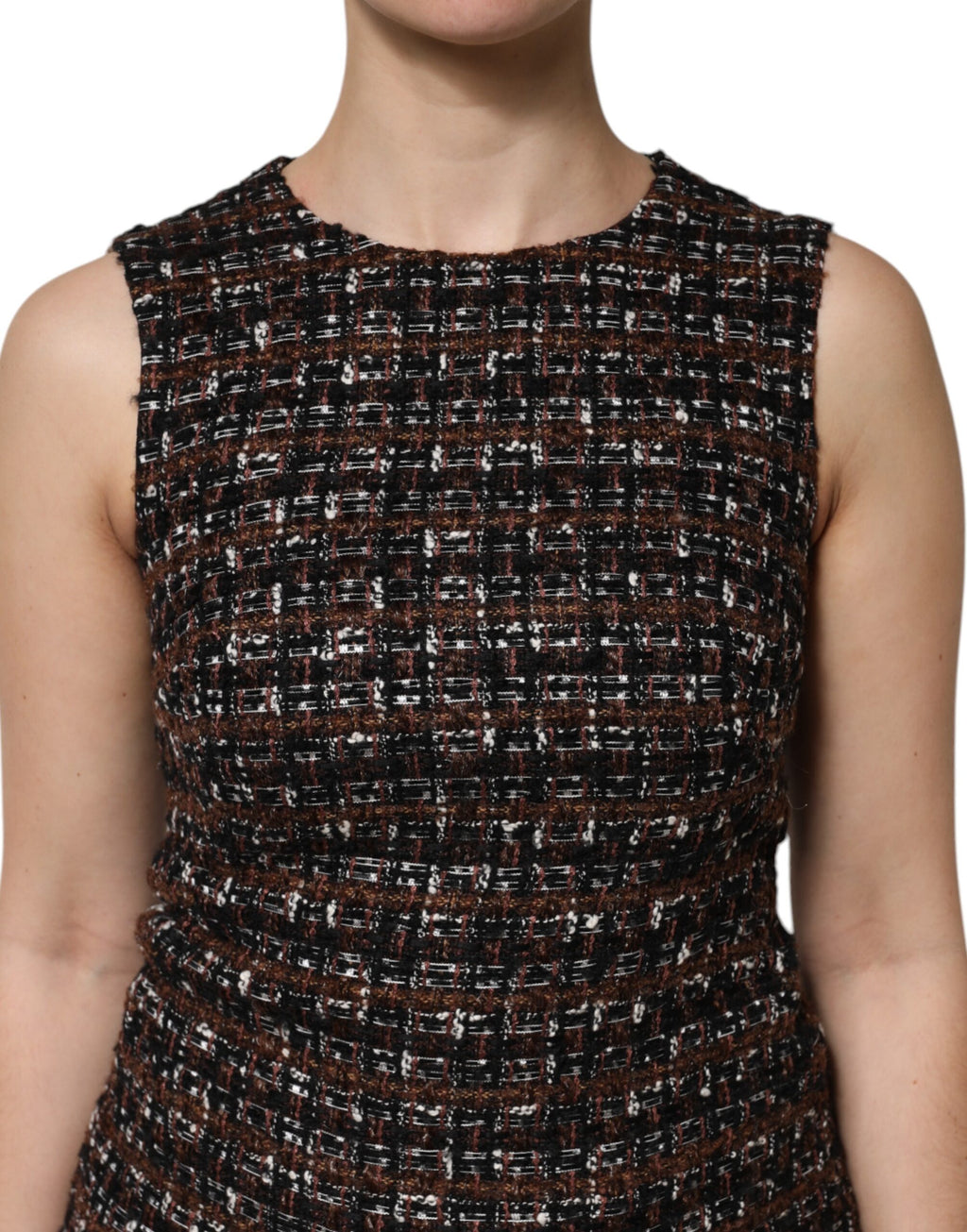 Multicolor Sleeveless Mini Tweed A-line Dress