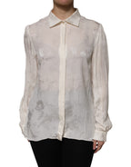 White Button Down Long Sleeves Blouse Top