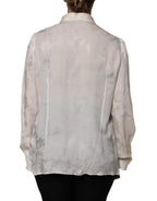 White Button Down Long Sleeves Blouse Top