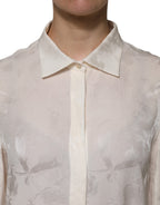 White Button Down Long Sleeves Blouse Top