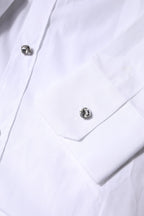 White Rhinestone Embellish Long Sleeves Top