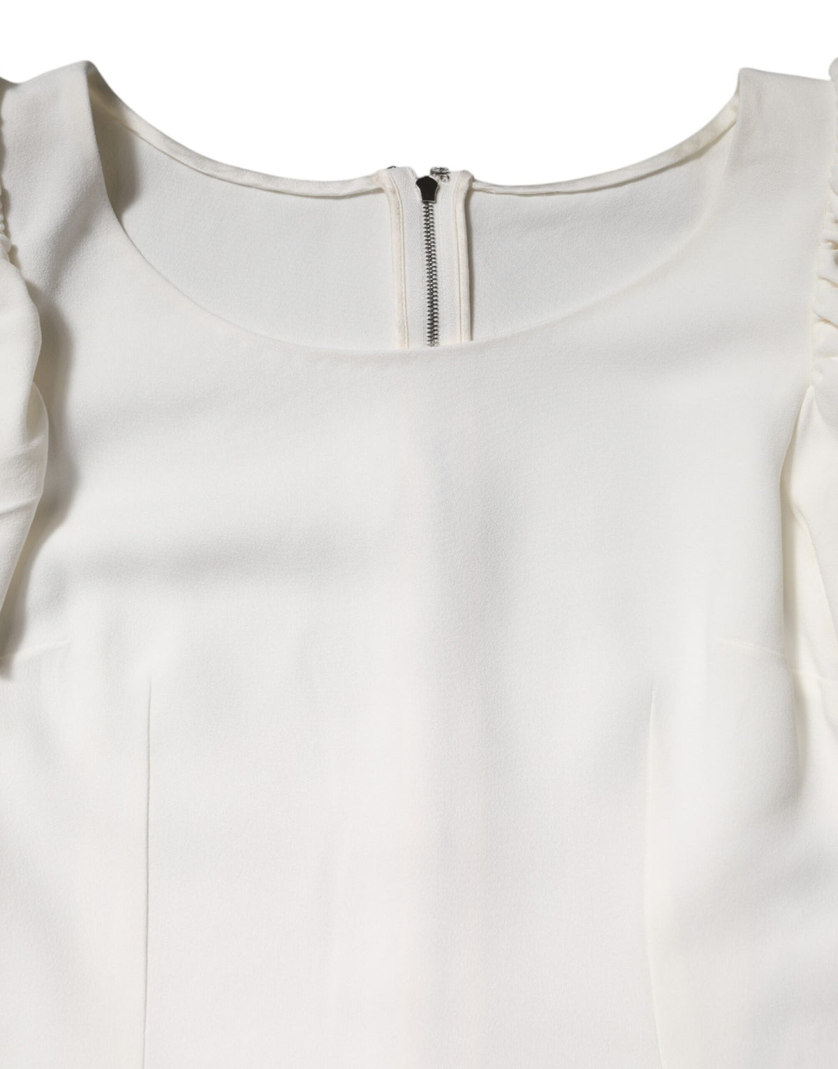 White Viscose Round Neck Short Sleeves Top