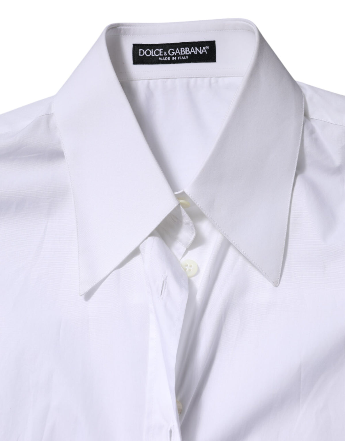 White Cotton Collared Shirt Long Sleeve Top