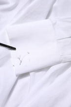 White Cotton Collared Shirt Long Sleeve Top