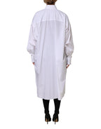White Cotton Collared Shirt Long Sleeve Top