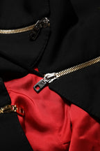 Black Wool Zipper Detailing Blazer Jacket