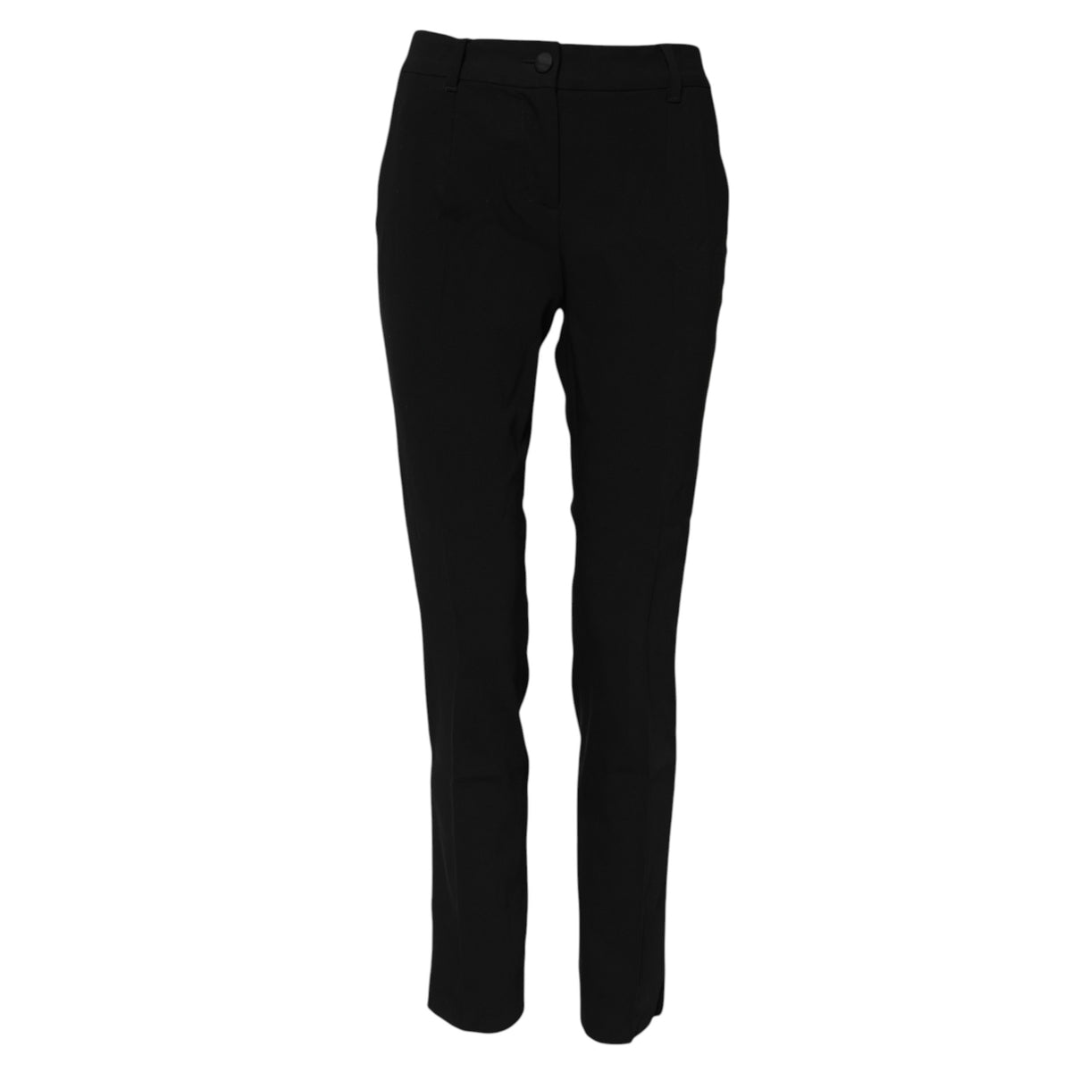 Black Wool Mid Waisted Tapered Dress Pants