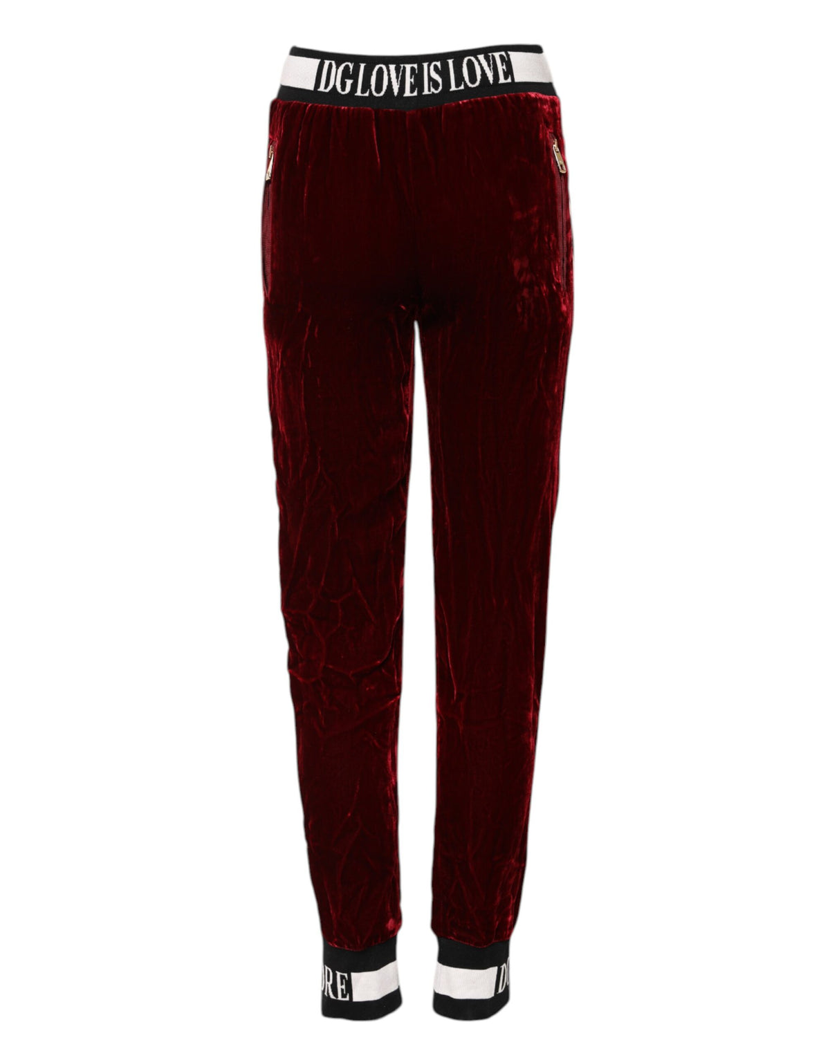 Red Viscose DG Logo Mid Waist Pants