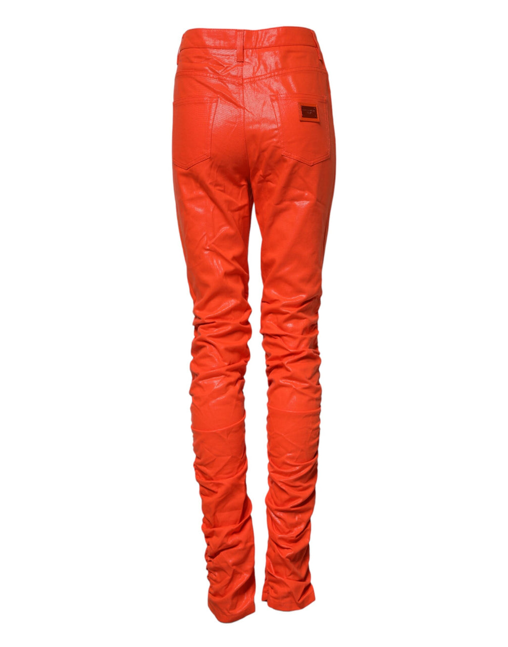 Orange Cotton High Waisted Denim Jeans