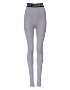 Gray Nylon DG Logo Mid Waisted Leggings Pants