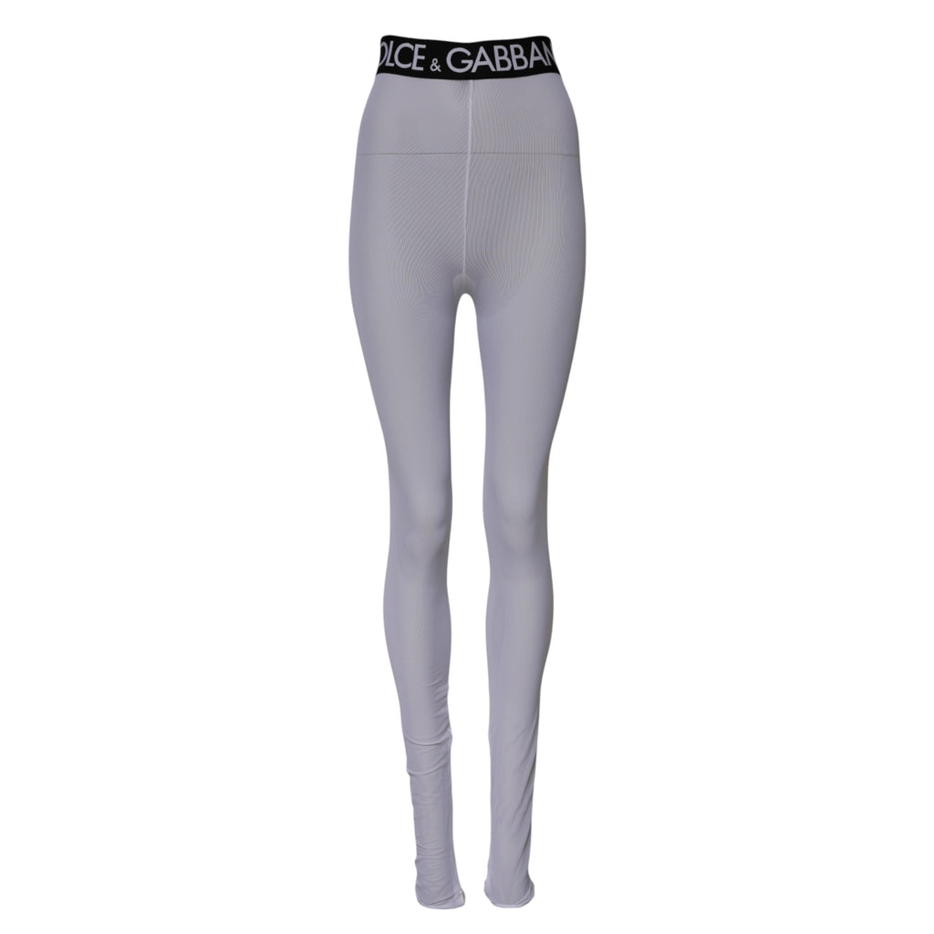 Gray Nylon DG Logo Mid Waisted Leggings Pants