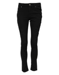 Black Skinny Cotton Mid Waisted Denim Jeans