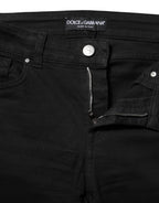 Black Skinny Cotton Mid Waisted Denim Jeans