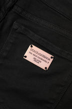 Black Cotton Skinny Mid Waisted Denim Jeans