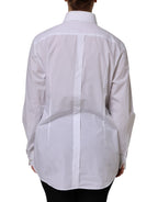 White Cotton Long Sleeves Collared Top Shirt