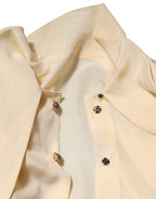 Light Yellow Ascot Collar Buttoned Blouse Top