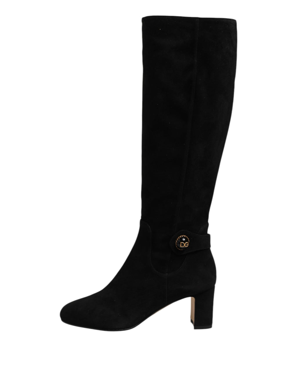 Black Suede Leather Knee High Boots Shoes