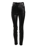 Black Cotton Stretch Silver Lurex Thread Pants