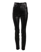 Black Cotton Stretch Silver Lurex Thread Pants