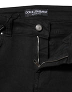 Black Cotton Skinny Mid Waist Denim Jeans