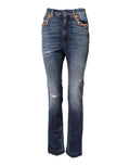 Blue Rhinestone Embellished Denim Jeans