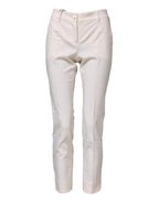 White Wool Tapered High Waist Pants