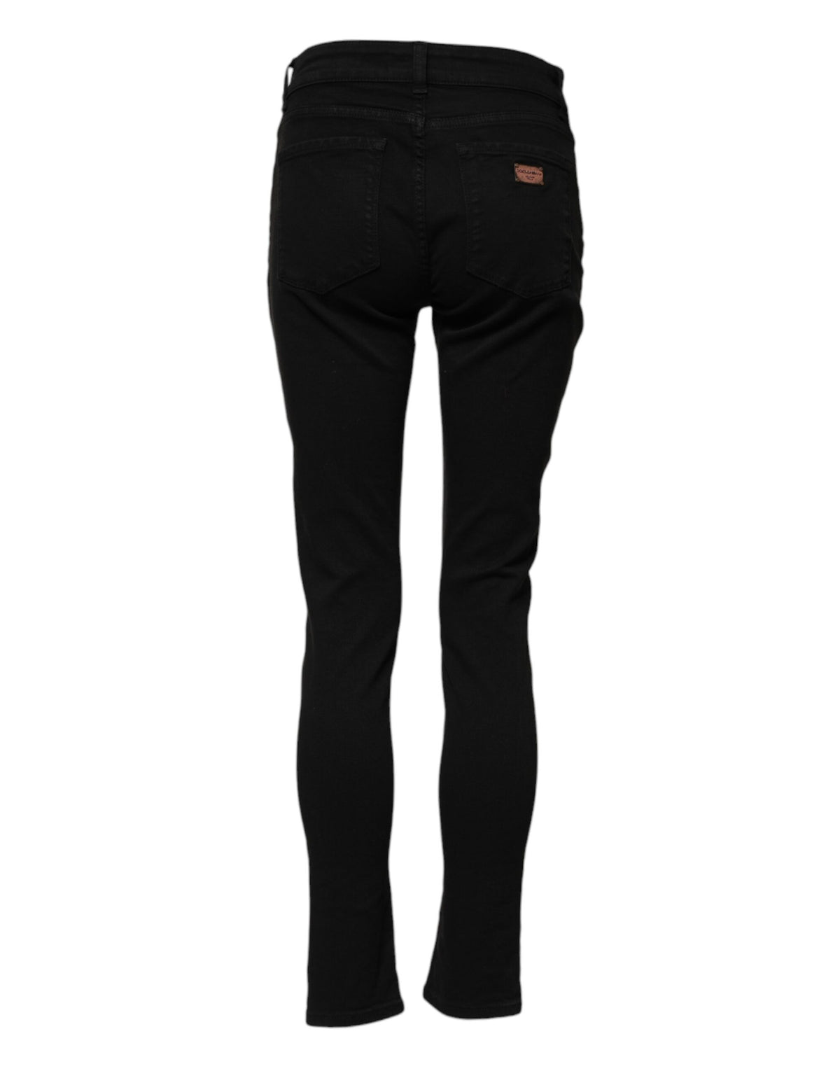 Black Cotton Logo Skinny Mid Waist Denim Jeans