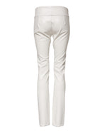 White Polyurethane High Waist Tapered Pants