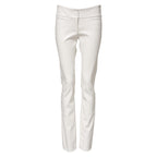 White Polyurethane High Waist Tapered Pants